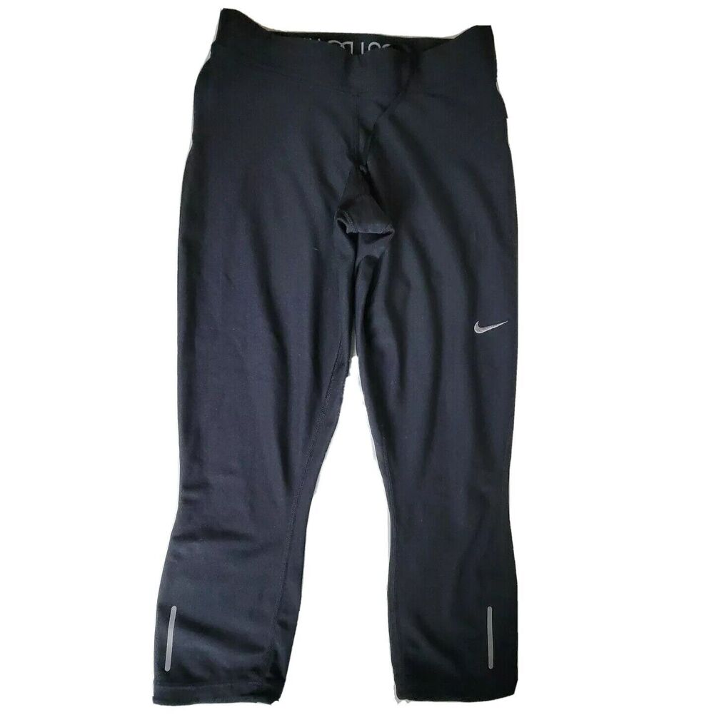 Nike Dri Fit Solid Black Crop Capri Pants Leggings size S